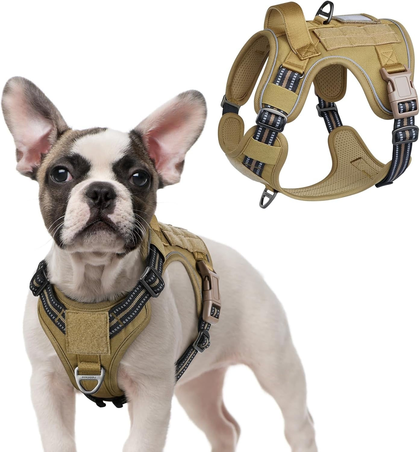 No Pull Tactical Dog Harness Molle Vest Adjustable Medium Large Dogs Brown Small