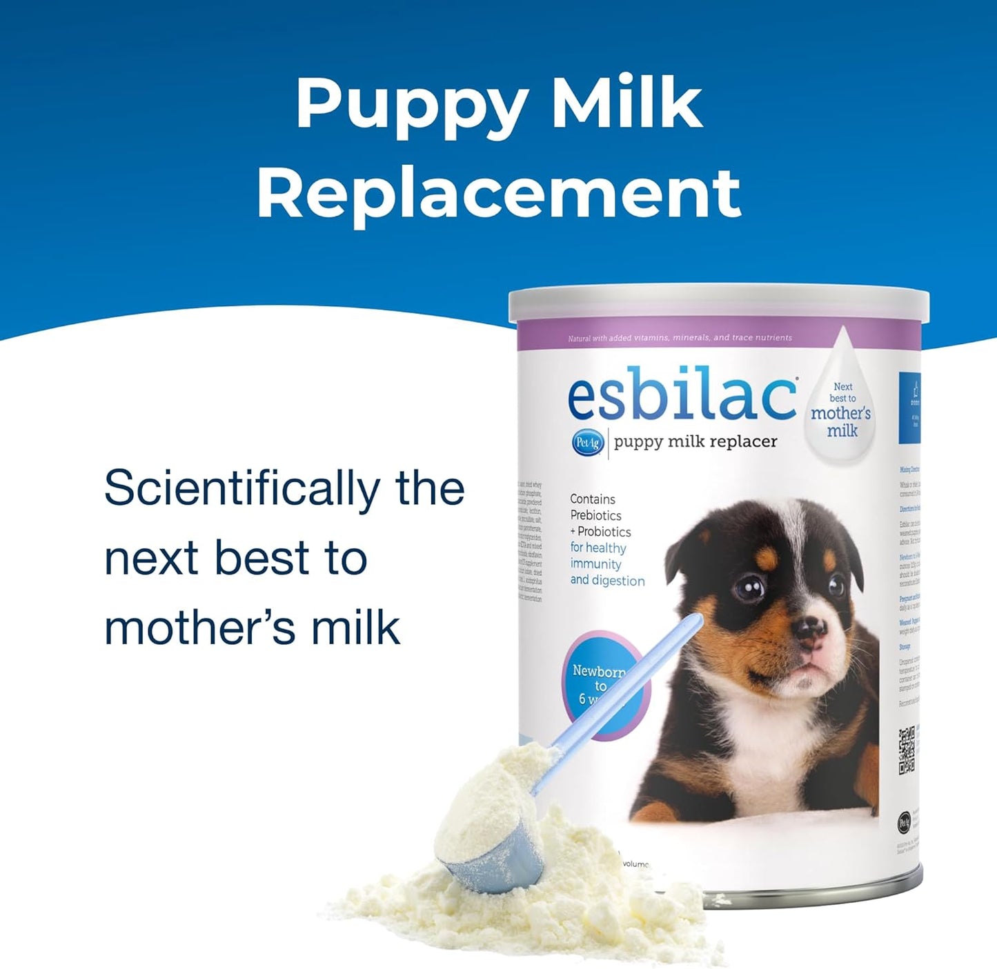 Esbilac Puppy Milk Replacer 12oz Powder Prebiotics Probiotics Newborn Formula