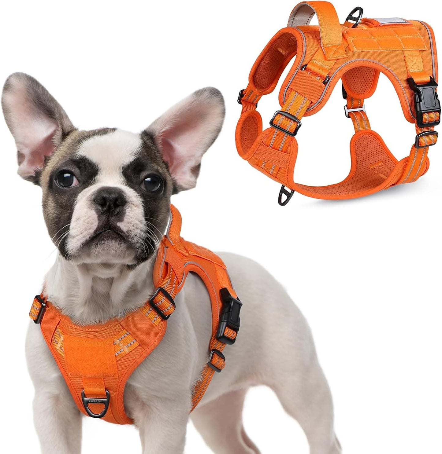 No Pull Tactical Dog Harness Molle Vest Adjustable Medium Large Dogs Orange Small