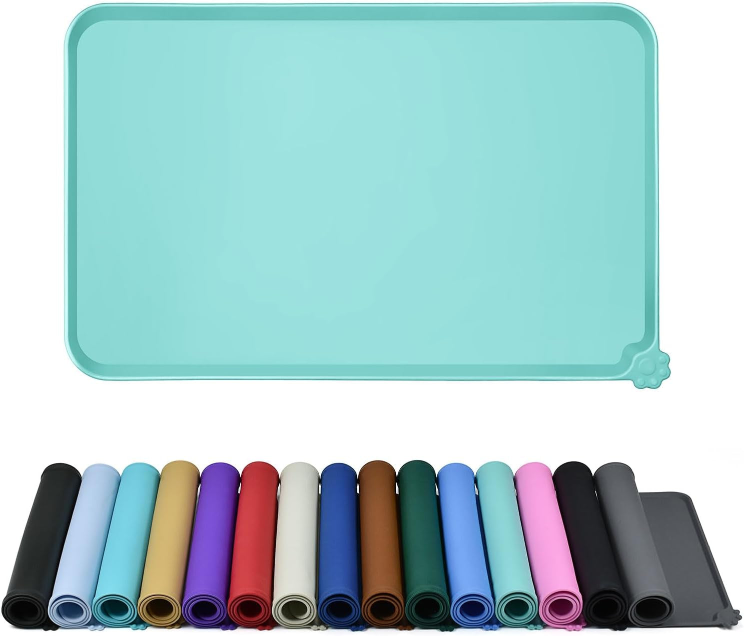 Silicone Dog & Cat Feeding Mat with Raised Edge, Waterproof & Non-Slip