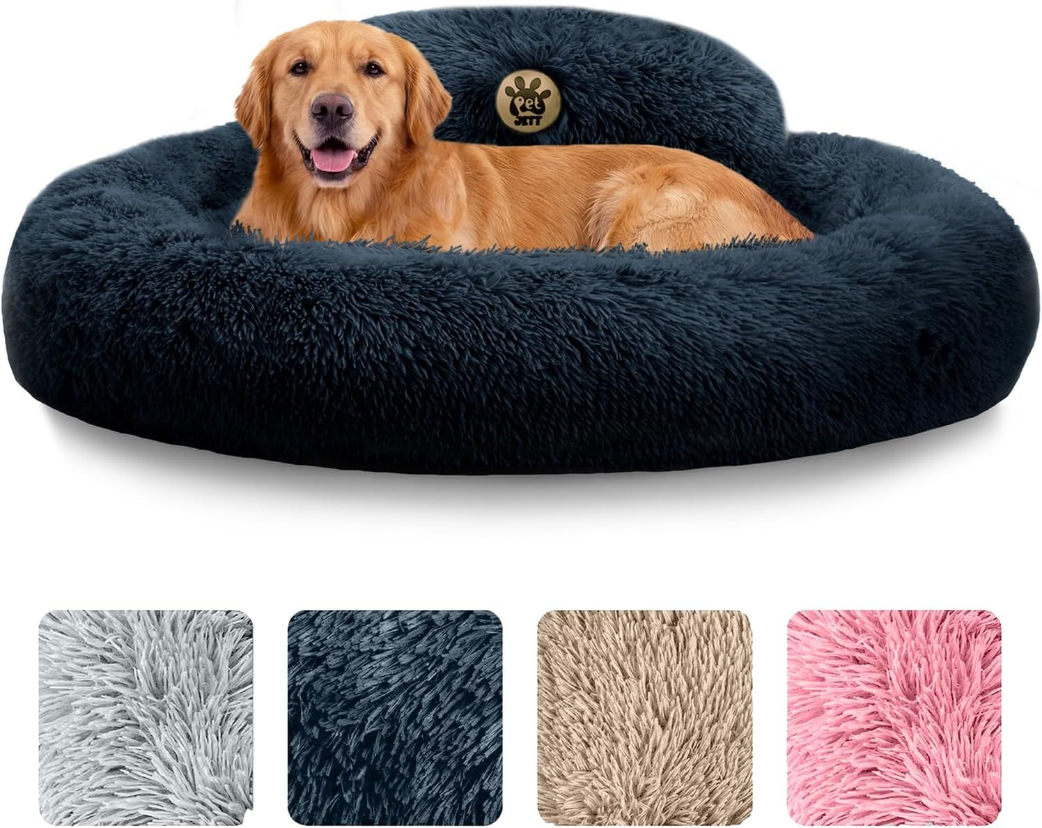 Medium Calming Dog Bed 30in Donut Plush Washable Bed Up to 45lbs