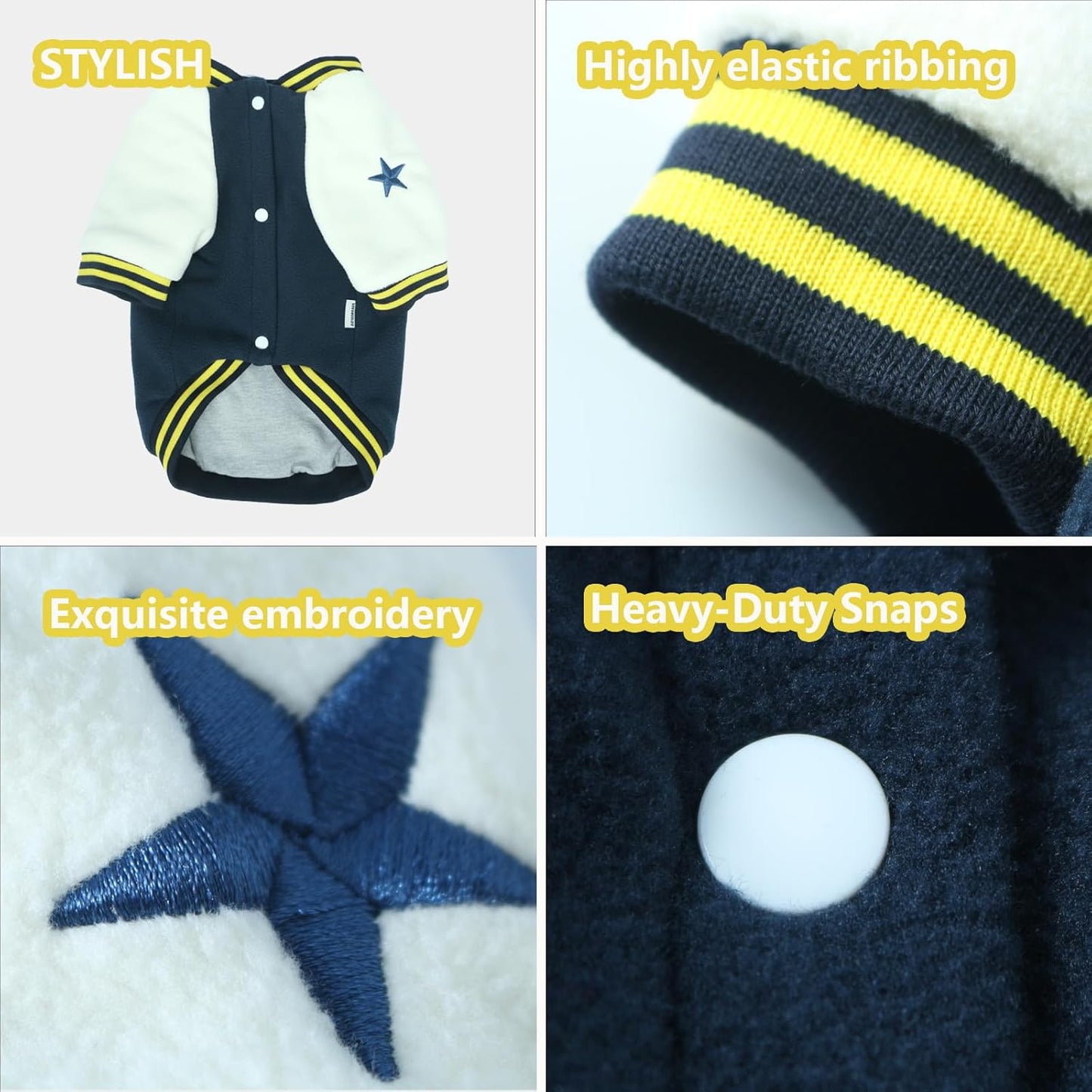Warm Dog Varsity Jacket Heavyweight Fleece Pet Coat Small-4XL