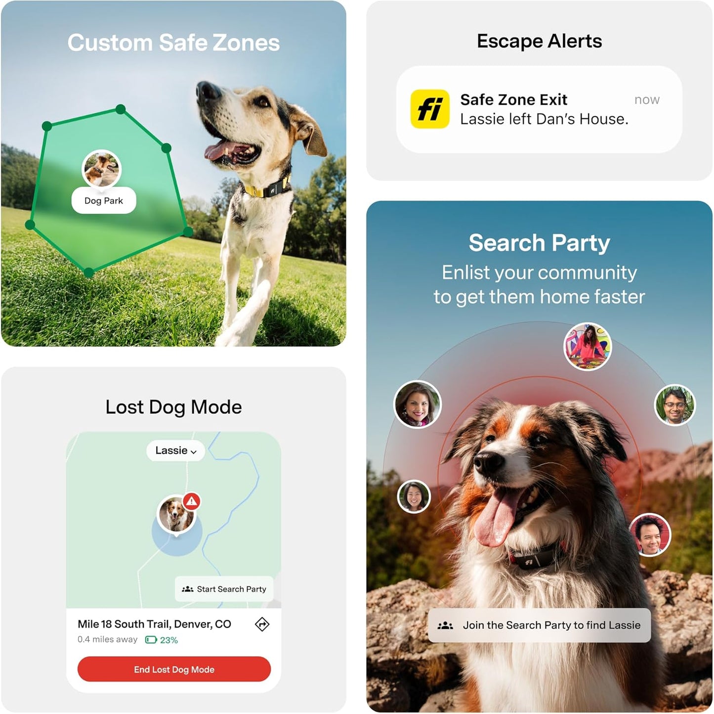 Fi Series 3+ Smart GPS Dog Tracker Collar Health Monitor Waterproof LED