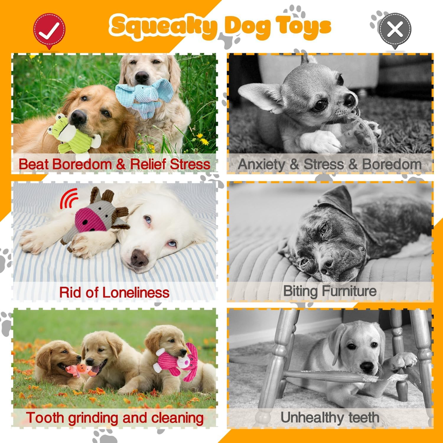 5 Pack Squeaky Plush Dog Toys Durable Chew Toys for Small Medium Large Dogs