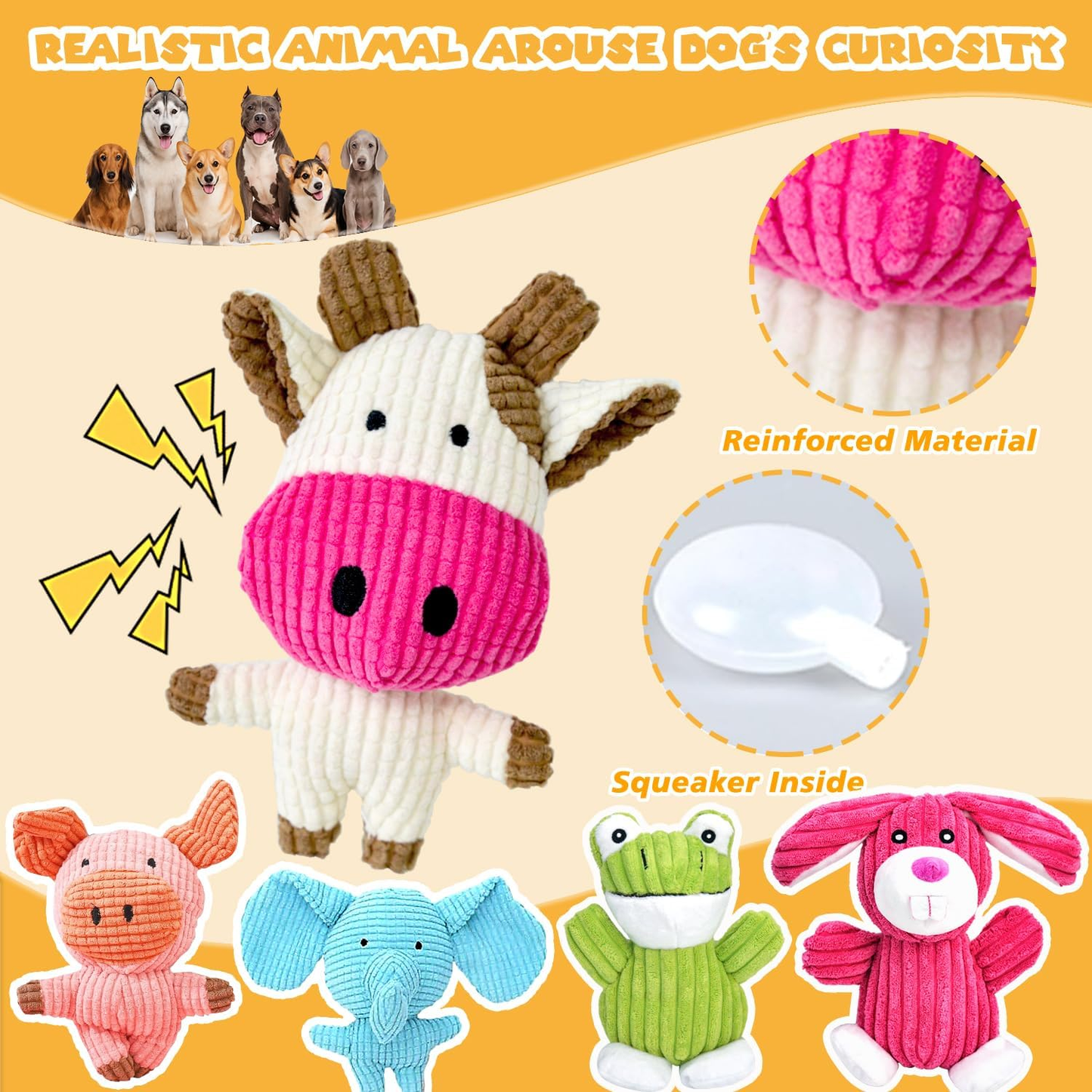 5 Pack Squeaky Plush Dog Toys Durable Chew Toys for Small Medium Large Dogs