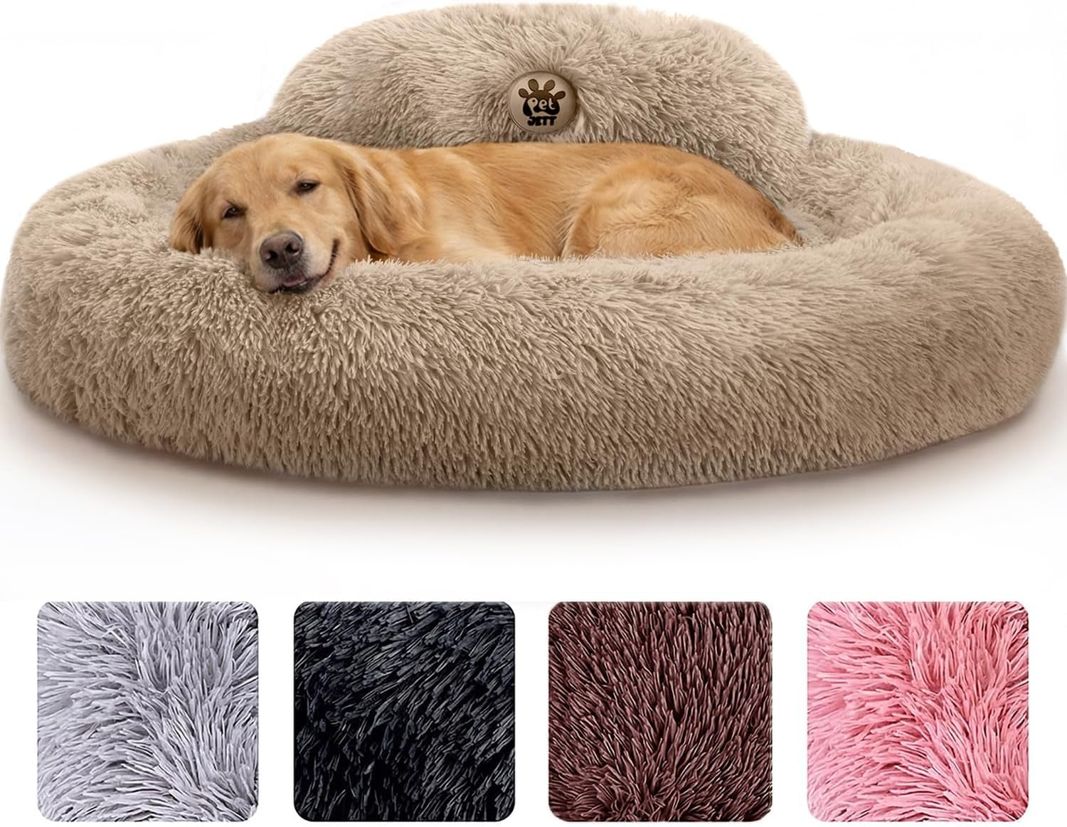 Medium Calming Dog Bed 30in Donut Plush Washable Bed Up to 45lbs
