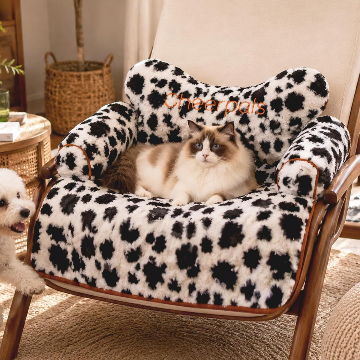 Calming Pet Bed Mat with Head Support – 2 Patterns, M–L