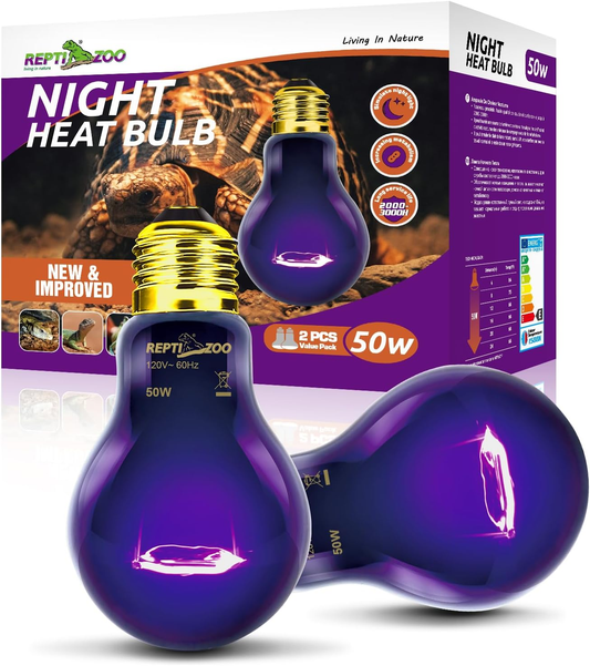 Reptile Night Heat Bulb Infrared Moonlight E26 2 Pack 50W 150W