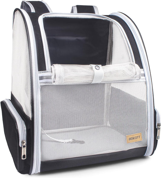 Cat Carrier Backpack Ventilated Pet Carrier for Cats Dogs Small Pets Mesh-Bk