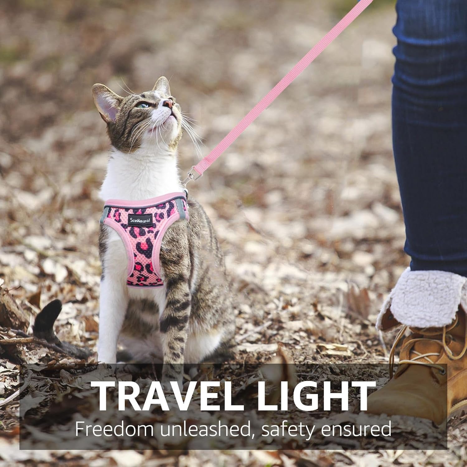 Cat Harness and Leash Set Escape Proof Reflective Mesh Vest