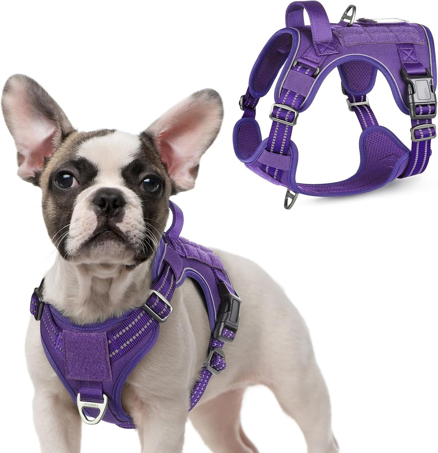 No Pull Tactical Dog Harness Molle Vest Adjustable Medium Large Dogs Purple Small