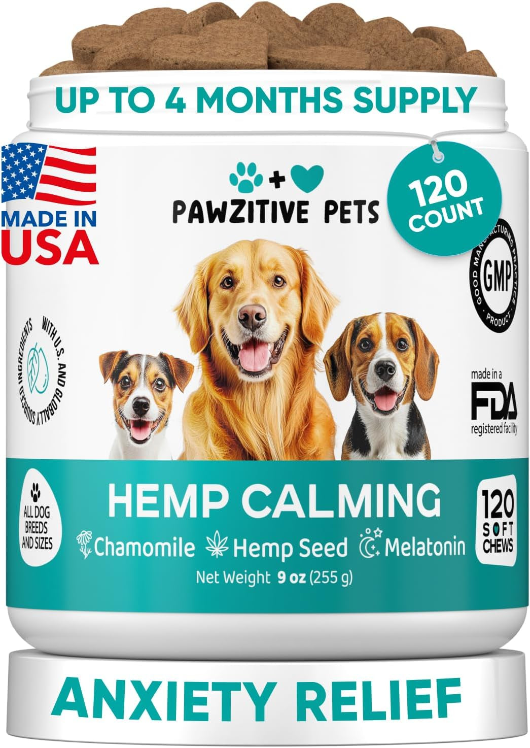 Pawzitive Pets Hemp Calming Chews for Dogs – 4 Options