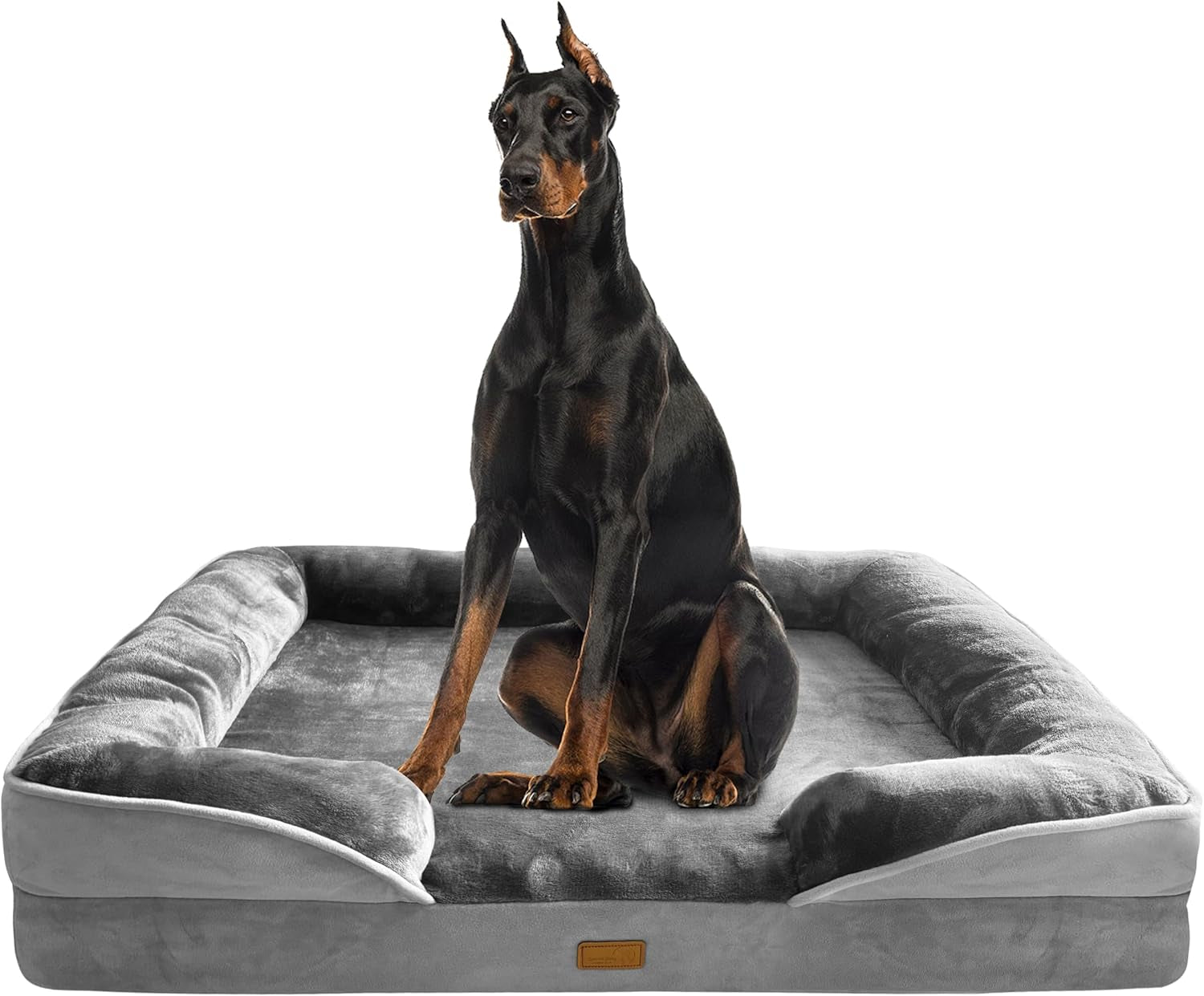 Orthopedic Dog Bed Sofa with Bolster Washable Cover Waterproof Liner Grey 53.0"L X 42.0"W X 8.0"Th