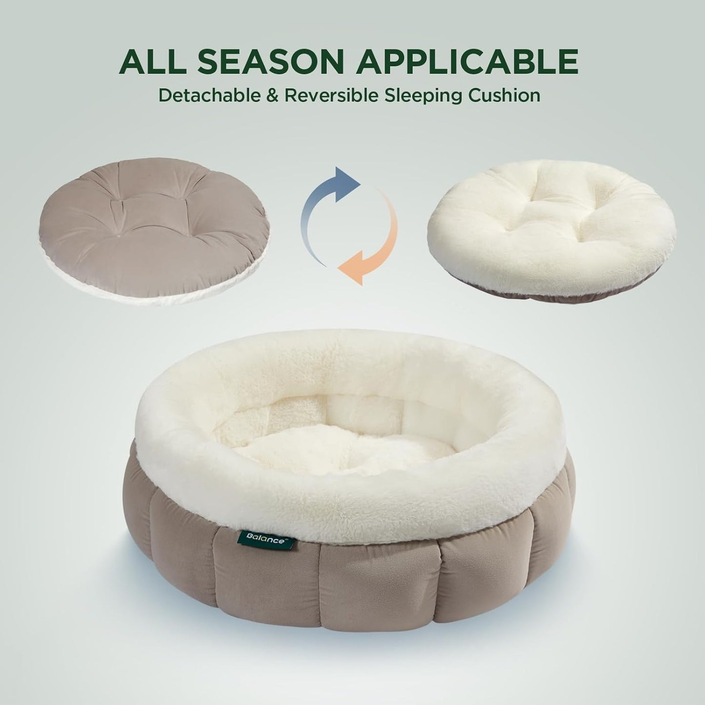 Cat Bed Round Washable Donut Bed Anti Slip Plush Kitten Puppy 18in