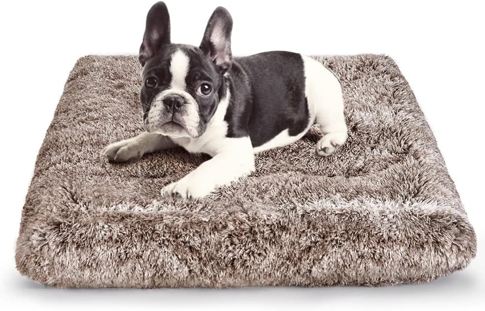 Dog Crate Bed Pad Soft Plush Washable Kennel Mat Anti Slip 24x18 For Small Dogs Brown Small 24"X18"