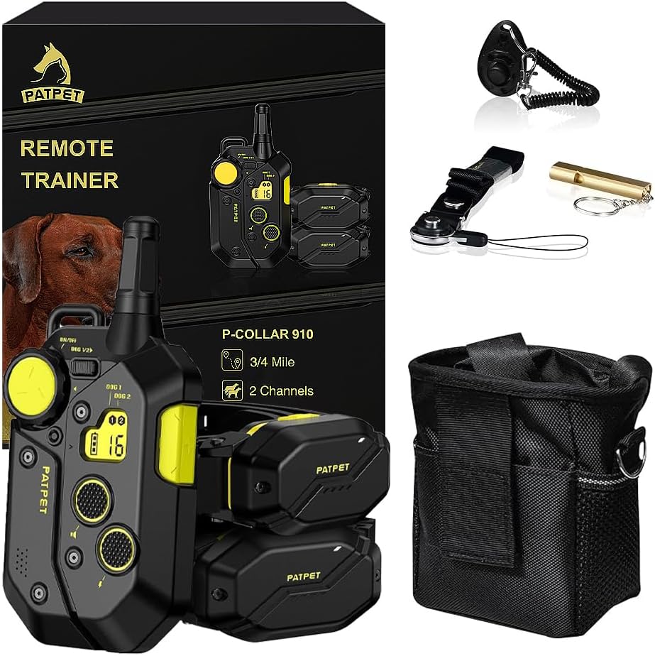 Dog Training Collar Remote Waterproof 3/4 Mile Range Rechargeable Black Green 2 Dogs: 2 Receivers
