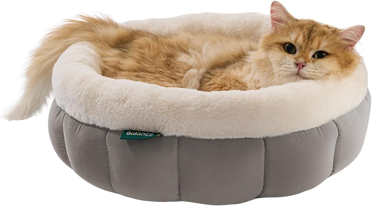 Cat Bed Round Washable Donut Bed Anti Slip Plush Kitten Puppy 18in