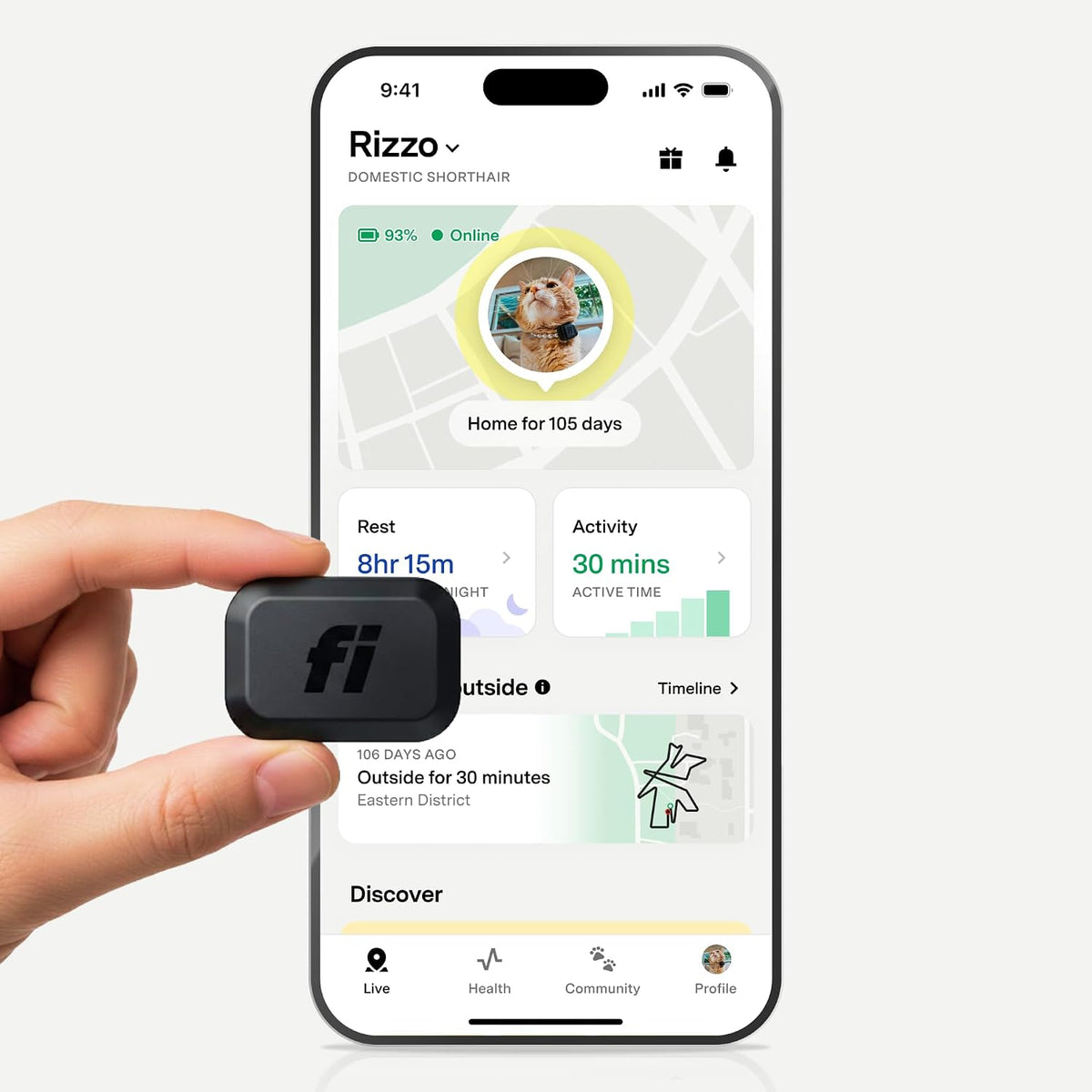 Fi Mini GPS Cat Tracker – Escape Alerts & Activity Tracking