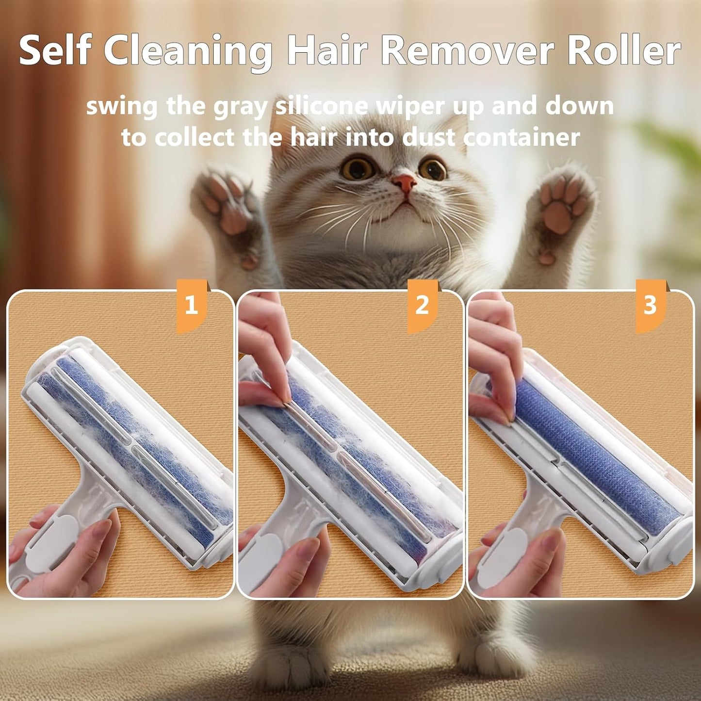 Pet Hair Remover Roller Reusable Self Cleaning Lint Brush for Furniture