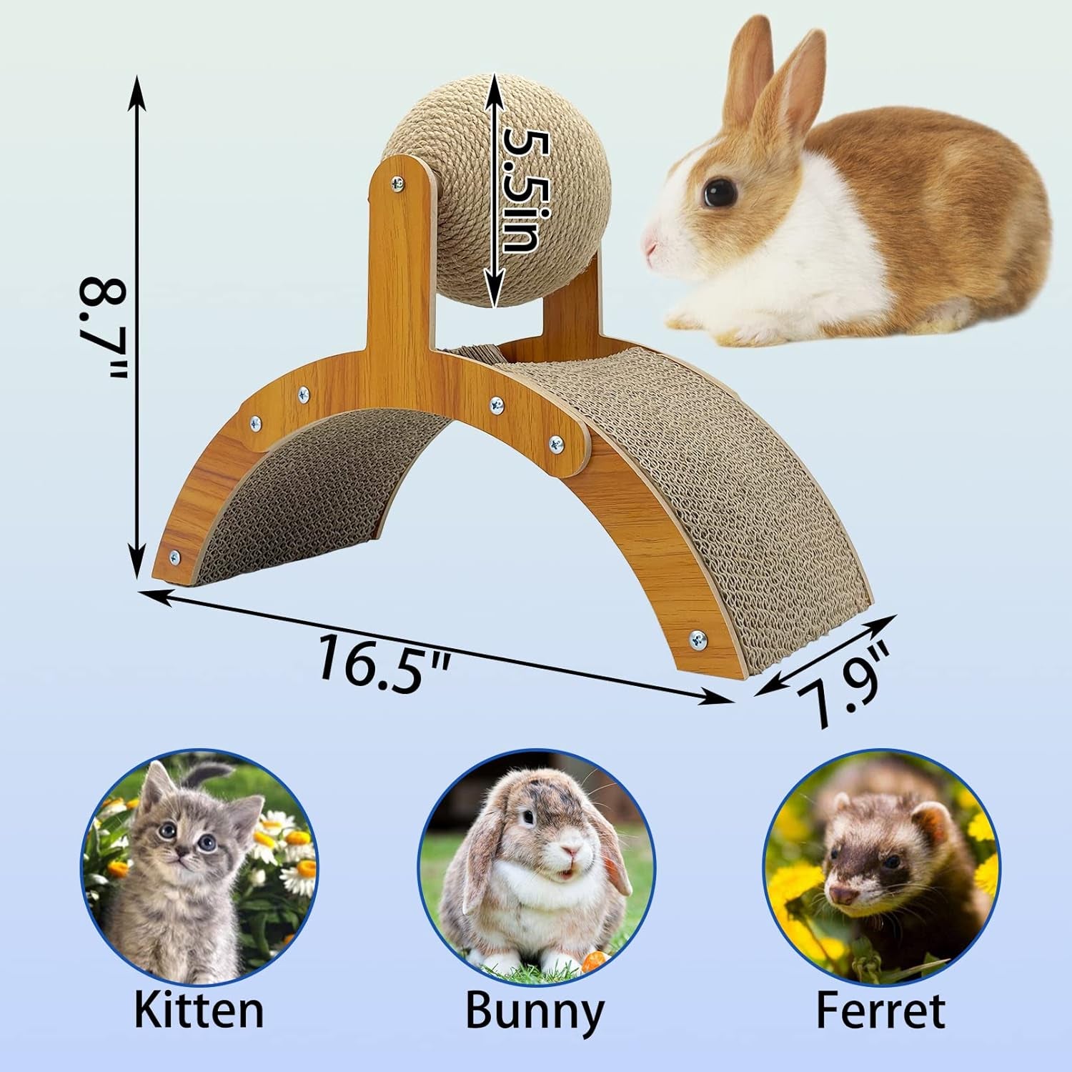 Rabbit Scratching Toy Sisal Ball Cardboard Scratcher for Small Pets