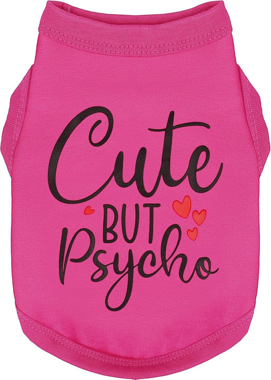 Dog Shirt Cotton Small Medium Dogs Cute Psycho Shirt Soft Breathable Rose Red