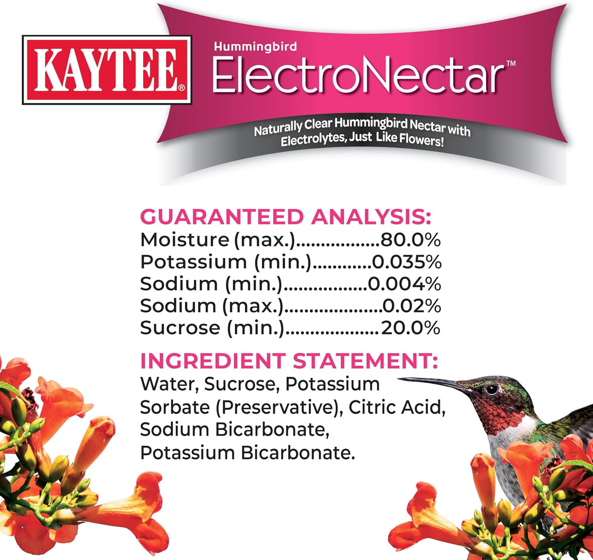 Kaytee Hummingbird ElectroNectar – Ready to Use, 64 oz