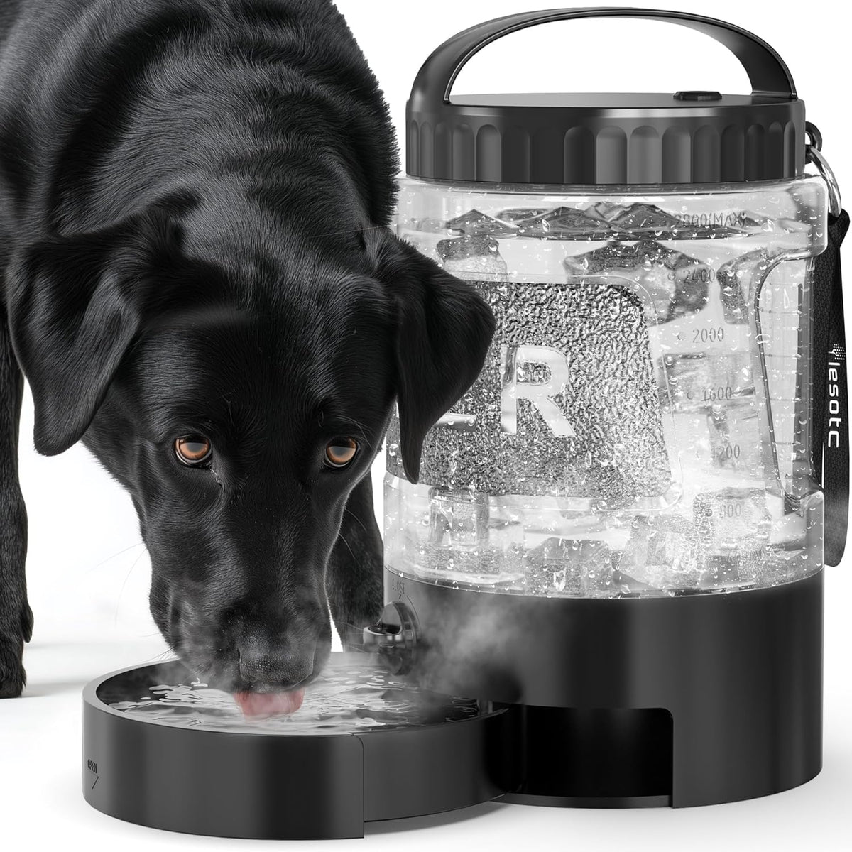 77oz Dog Travel Water Bottle with Bowl Leak Proof Hiking Camping Bottle 95Oz-Black