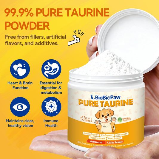 Taurine Powder for Dogs 500mg Pure Supplement Heart Immune Coat 200g