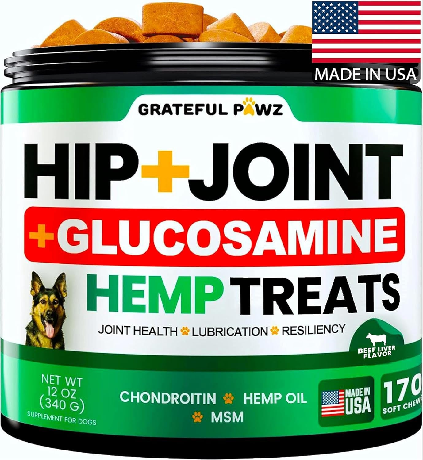 Calming Chews for Dogs Anxiety Relief Sleep & Joint Support 170 Ct