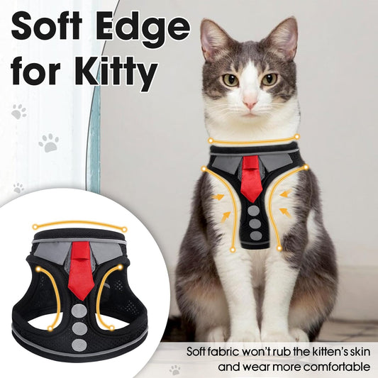 Escape Proof Cat Harness and Leash Set Reflective Adjustable Vest