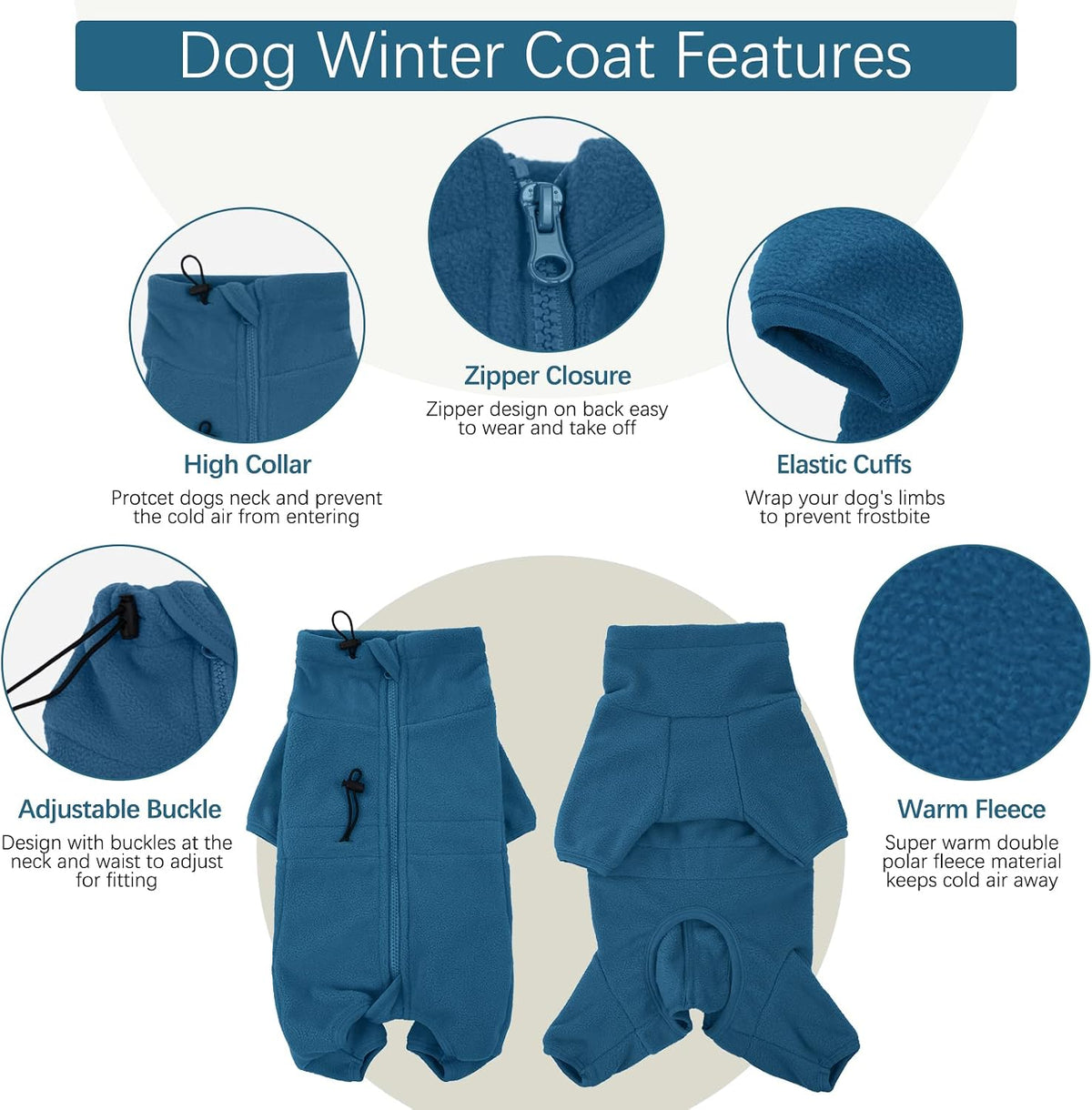 Full-Body Fleece Dog Winter Coat – 13 Patterns, XS–4XL