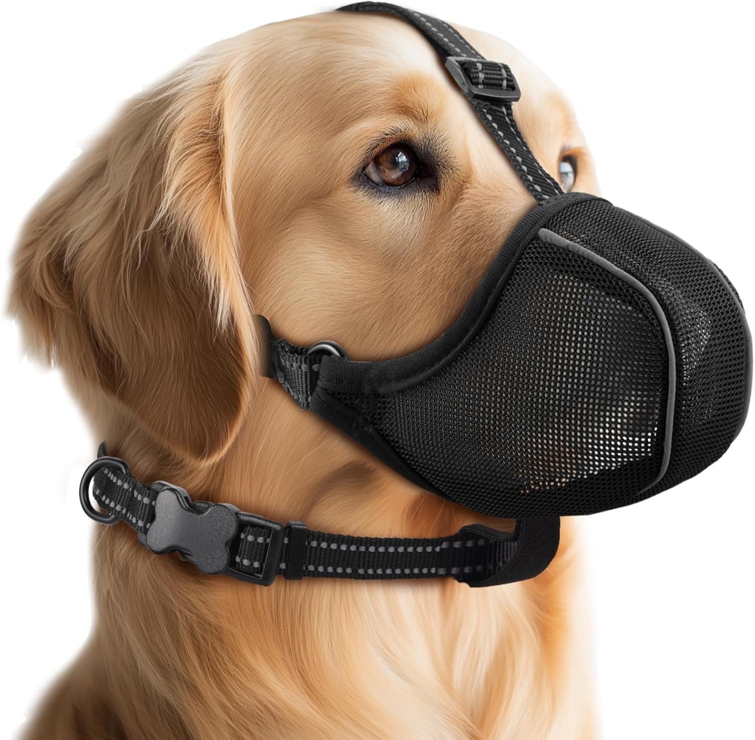 Soft Mesh Dog Muzzle — Adjustable, Breathable & Reflective | Small to Large Dogs