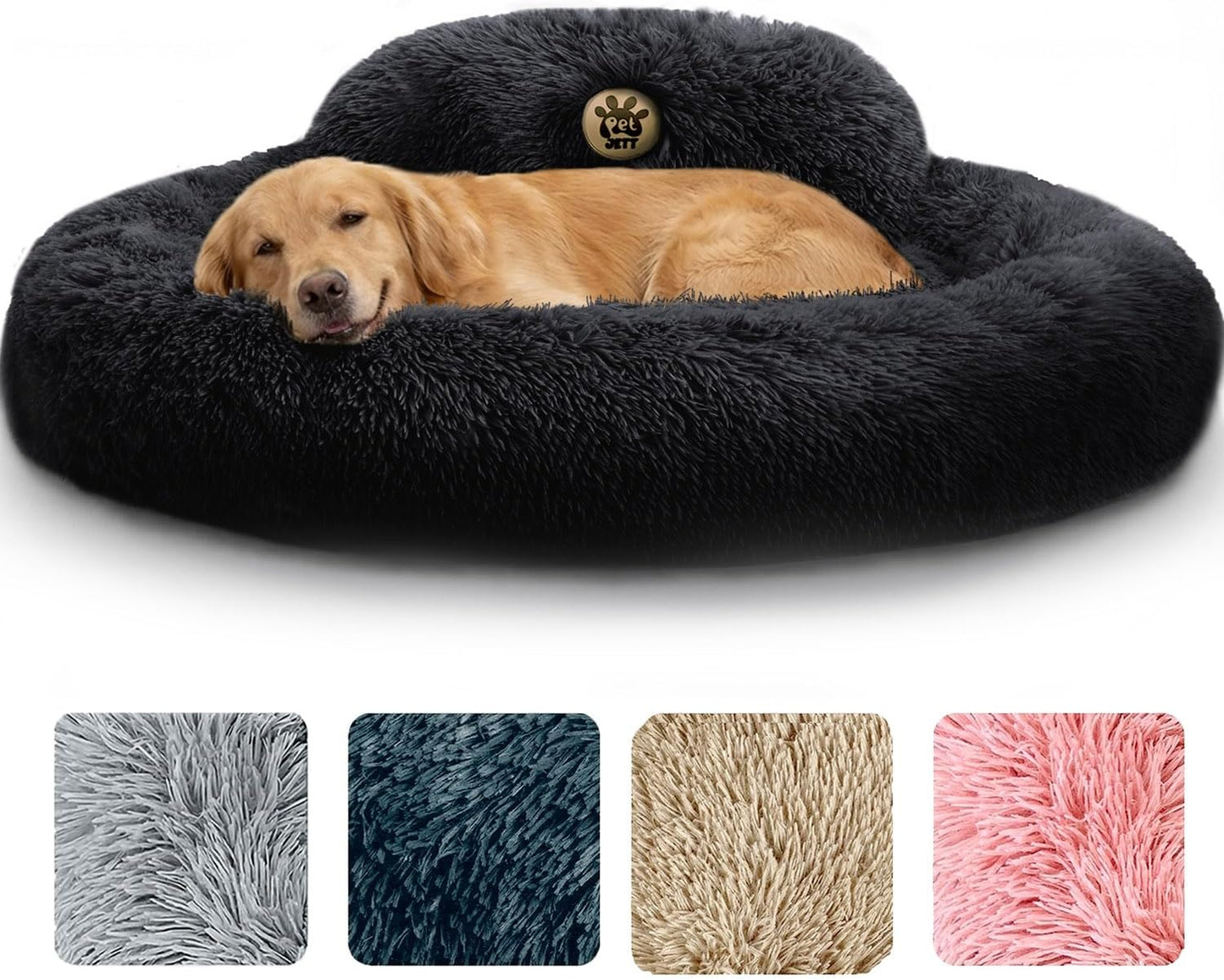Medium Calming Dog Bed 30in Donut Plush Washable Bed Up to 45lbs