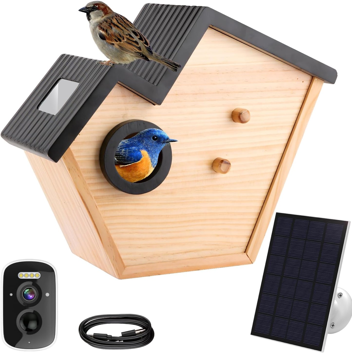 Bird House Camera Solar WiFi Smart Birdhouse HD Motion Detection 32GB 4Mp Camera