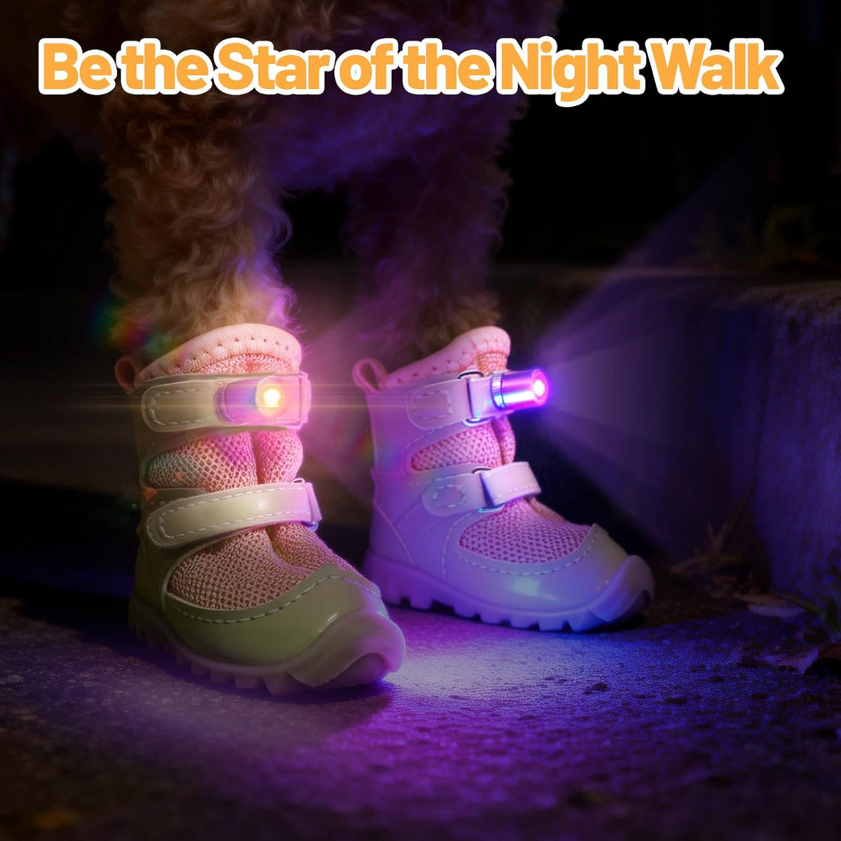 LED Light-Up Dog Boots – 4-Pack, 3 Sizes, 2 Colors