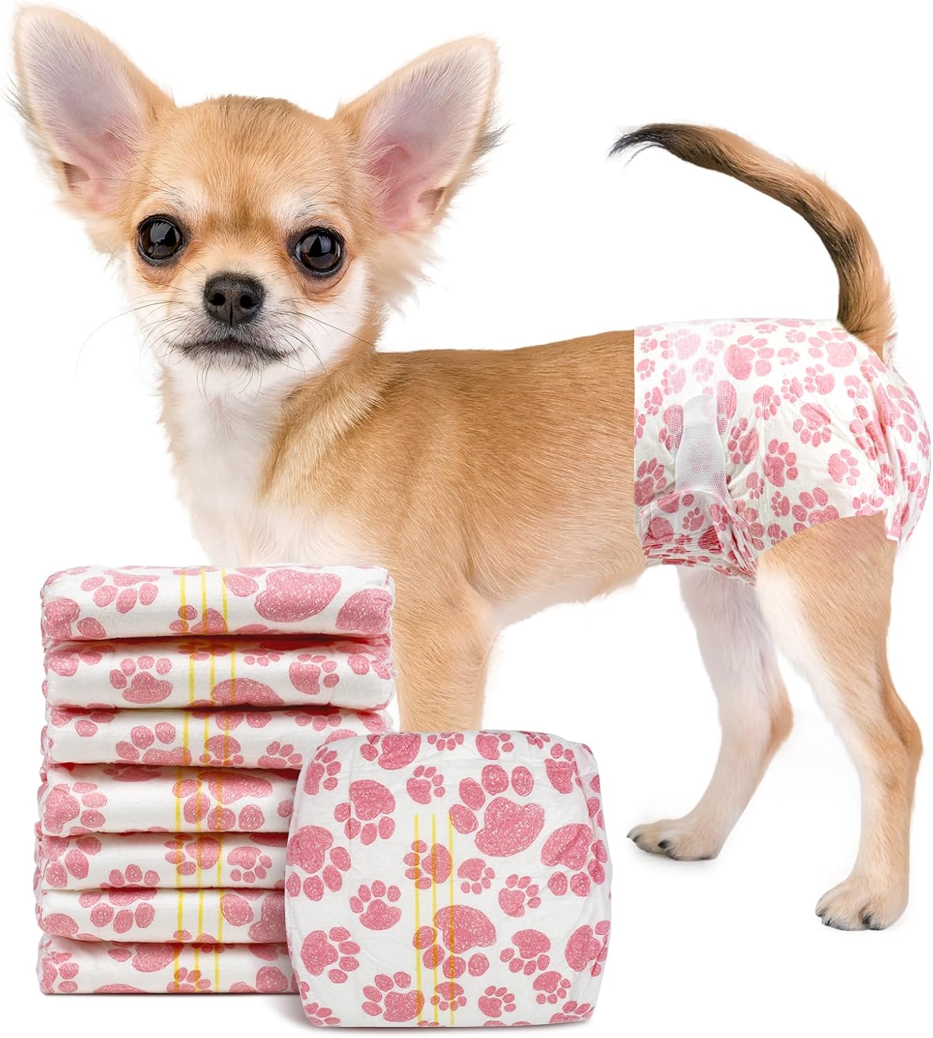 Female Dog Diapers 48 Count Disposable Leakproof Puppy Diapers XXS- Medium 48.0 Xx-Small