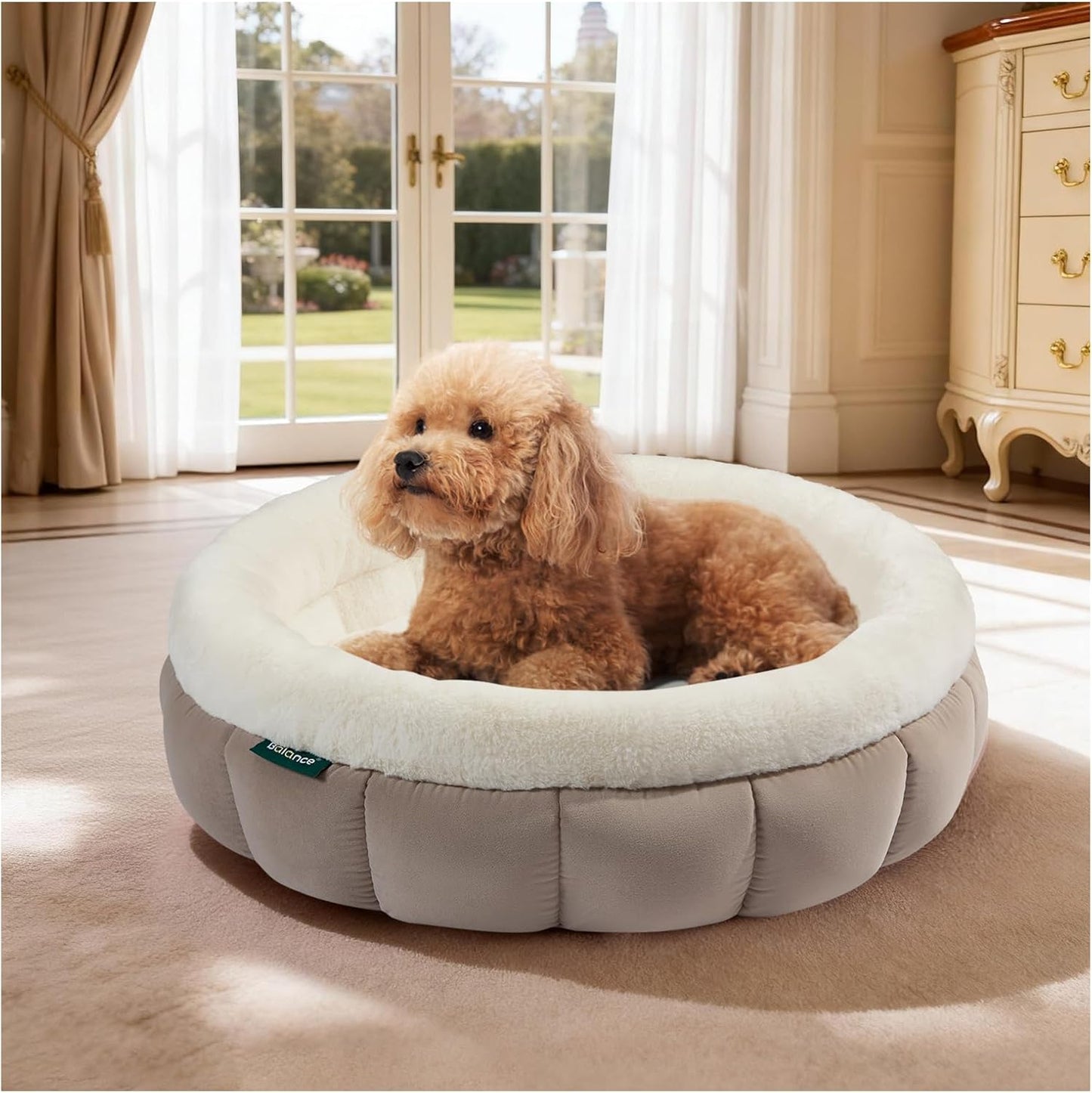 Cat Bed Round Washable Donut Bed Anti Slip Plush Kitten Puppy 18in Goat 23"L X 23"W X 6.5"Th