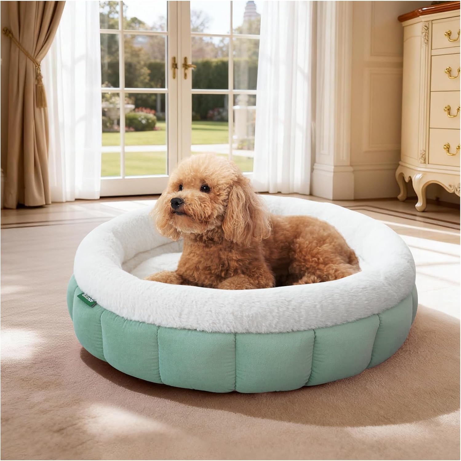 Cat Bed Round Washable Donut Bed Anti Slip Plush Kitten Puppy 18in