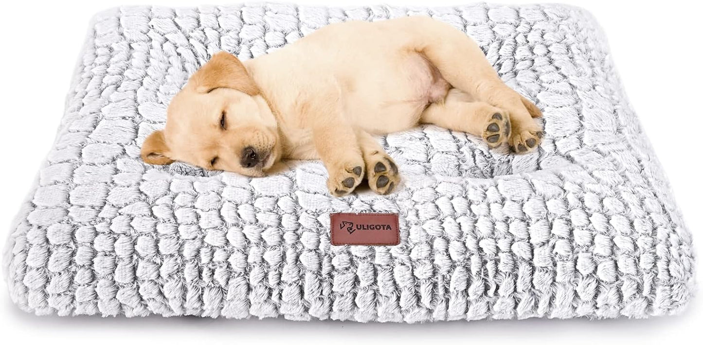 Dog Crate Bed Pad Soft Plush Washable Kennel Mat Anti Slip 24x18 For Small Dogs White Small 24"X18"