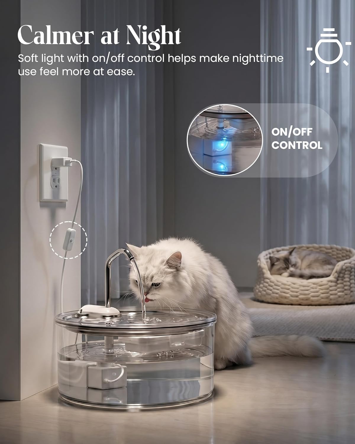 Glass Pet Water Fountain 108 oz for Cats & Small-Medium Dogs, Quiet Pump