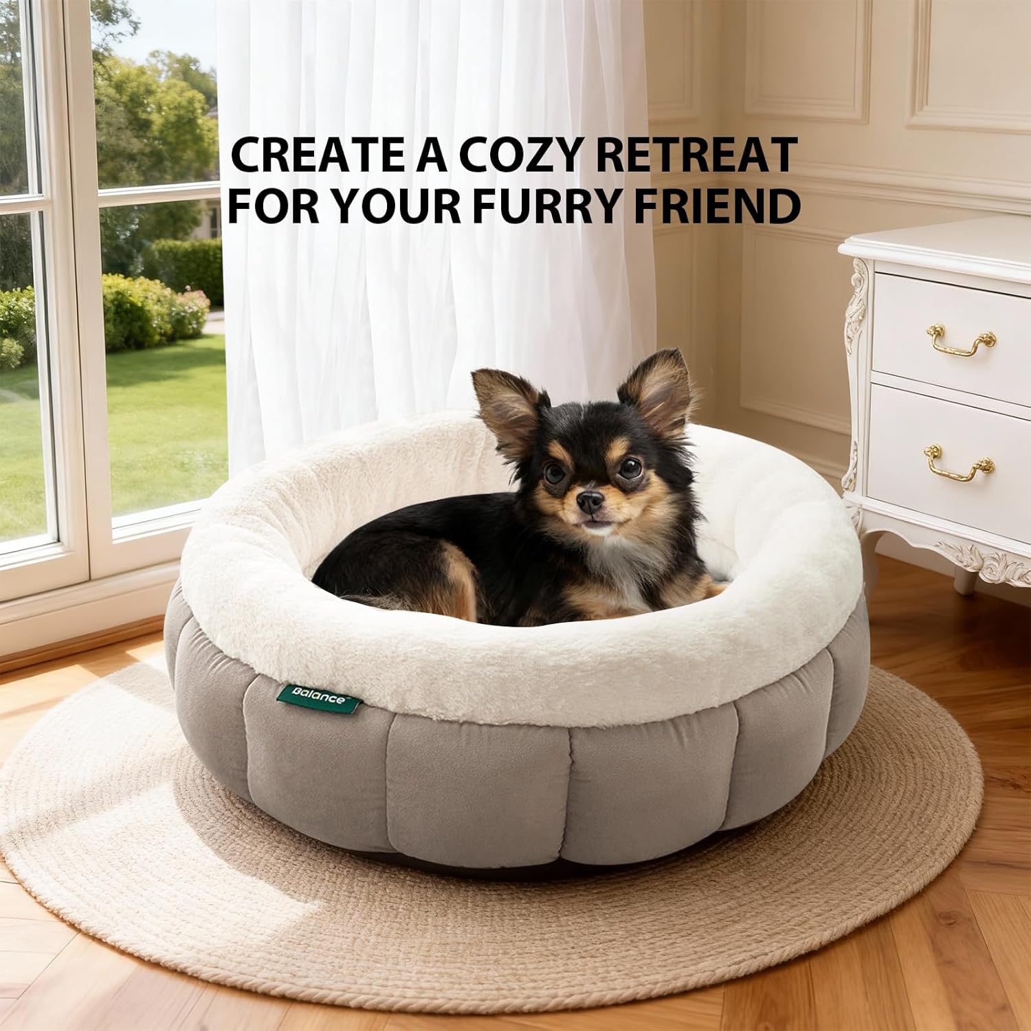 Cat Bed Round Washable Donut Bed Anti Slip Plush Kitten Puppy 18in