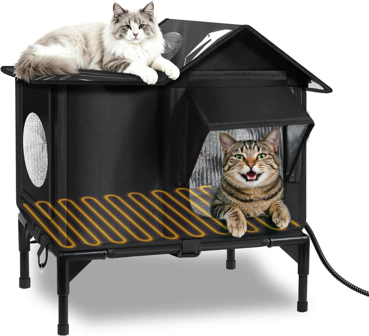 : Heated Outdoor Cat House with Escape Door – Medium & Large