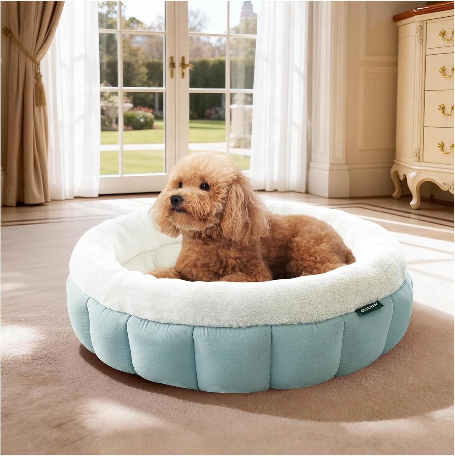 Cat Bed Round Washable Donut Bed Anti Slip Plush Kitten Puppy 18in Dream Blue 23"L X 23"W X 6.5"Th