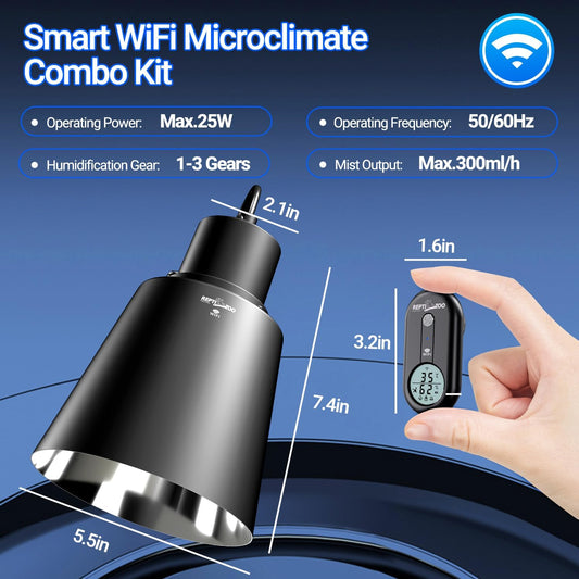 Smart WiFi reptile lamp fixture with digital thermostat and hygrostat controller