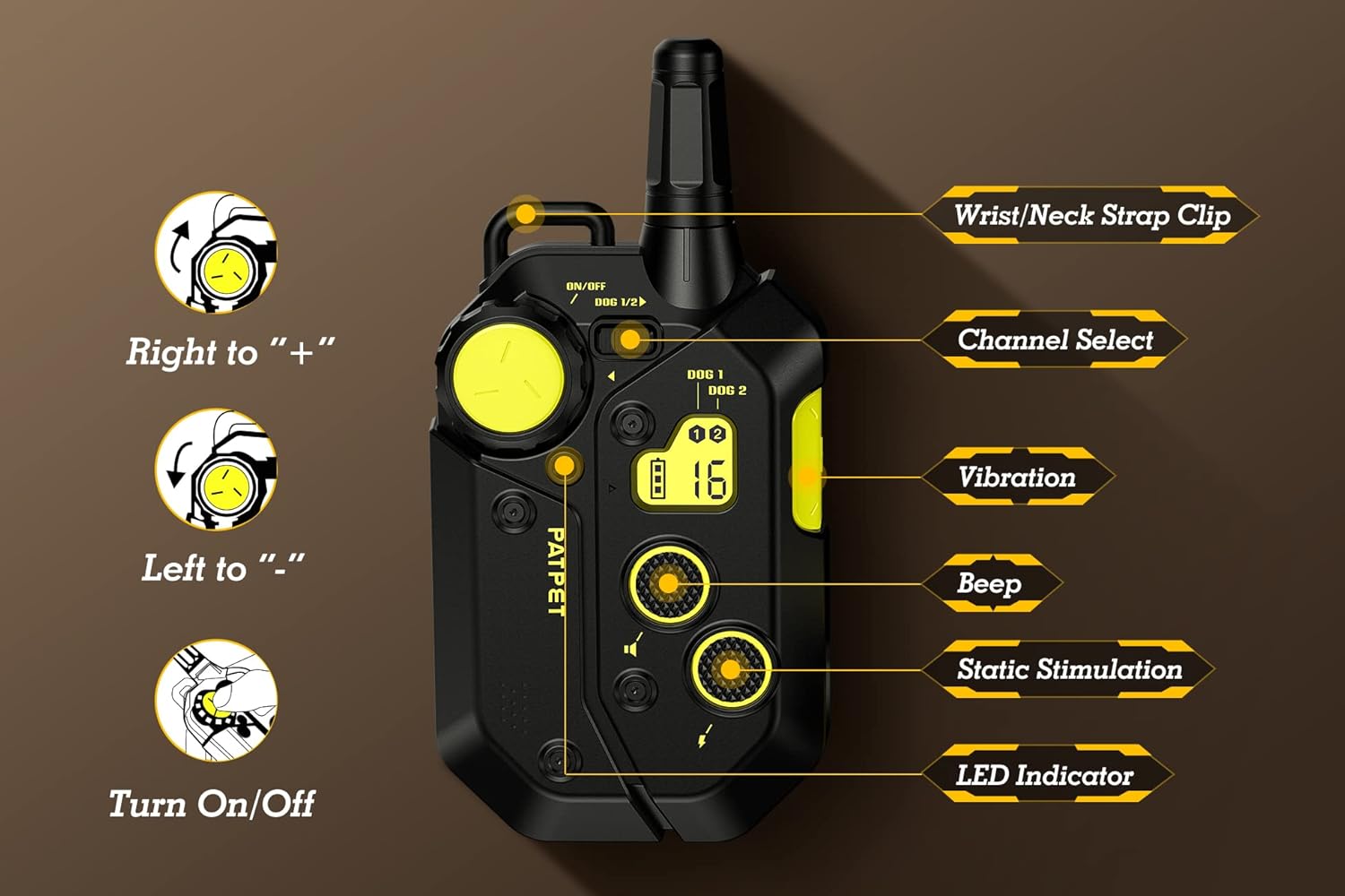Dog Training Collar Remote Waterproof 3/4 Mile Range Rechargeable