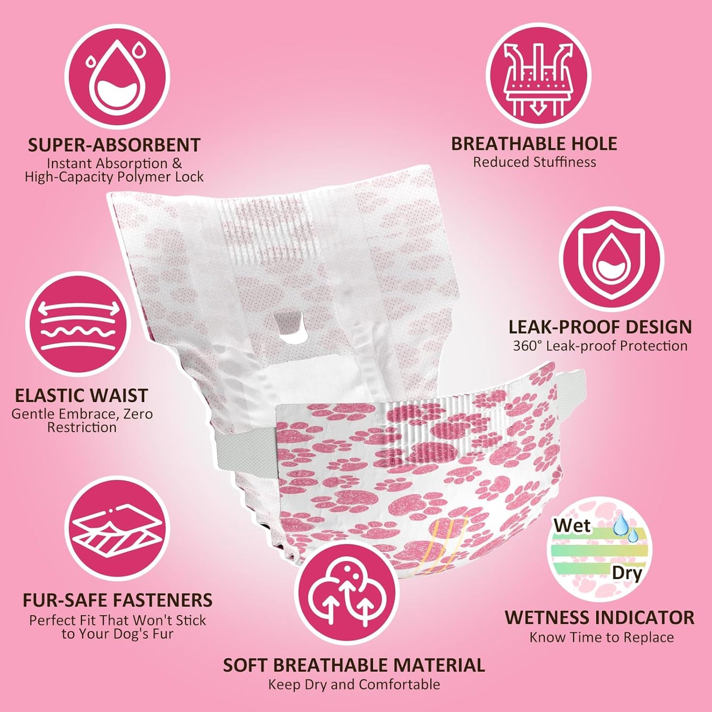 Female Dog Diapers 48 Count Disposable Leakproof Puppy Diapers XXS- Medium