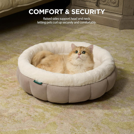 Cat Bed Round Washable Donut Bed Anti Slip Plush Kitten Puppy 18in
