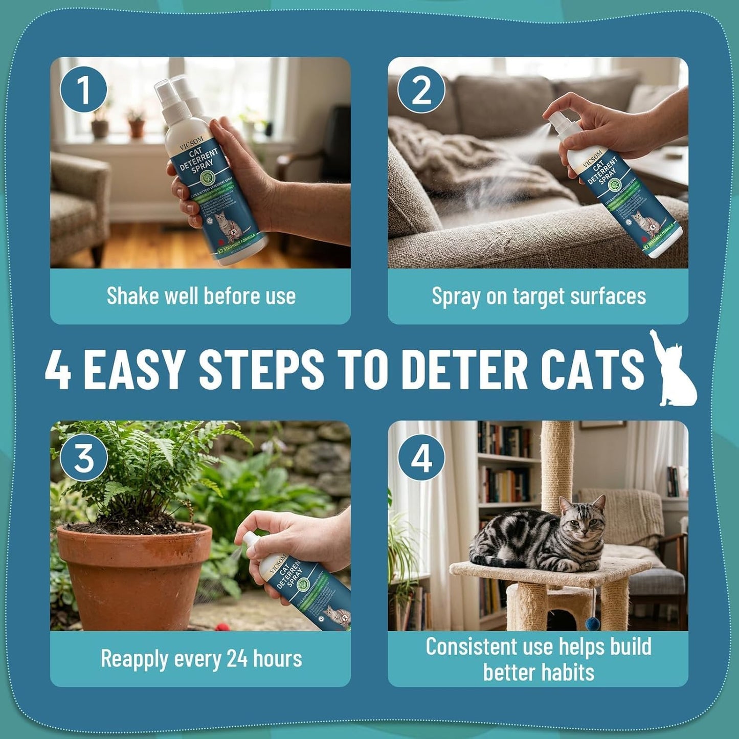 Cat Deterrent Spray for Furniture Scratching & Chewing Indoor Outdoor
