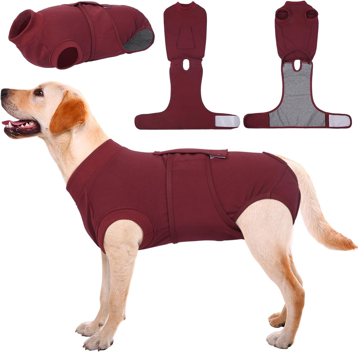 Kuoser Recovery Suit for Dogs & Cats – Soft Cotton Surgery Suit, XS–2XL