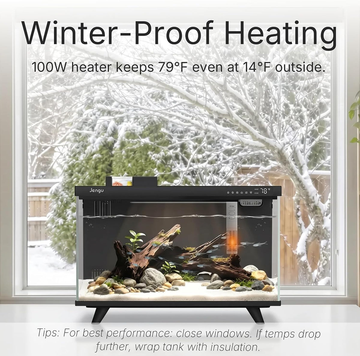 Aquarium heater 100W with LED digital thermostat display for M1 smart tank